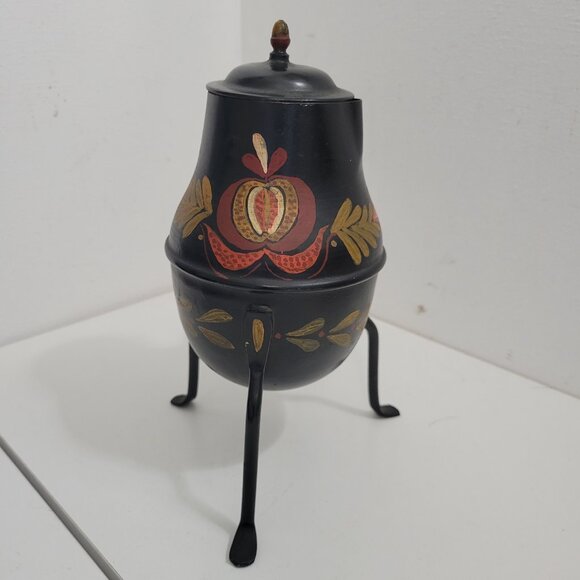 Vintage Coffee Pot with Folk Art Hand Painted Design - Picture 1 of 6